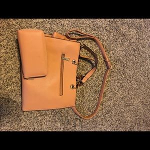 Peach purse and wallet